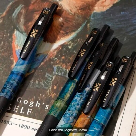 Van Gogh Starry Night Gel Click Pen 5 Pc Set - Picture 1 of 3